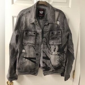 ASTRO BOY MENS SZ M GREY WASH JEAN JACKET ANIMAI TEZUKA PRODUCTIONS 2 SIDED RARE